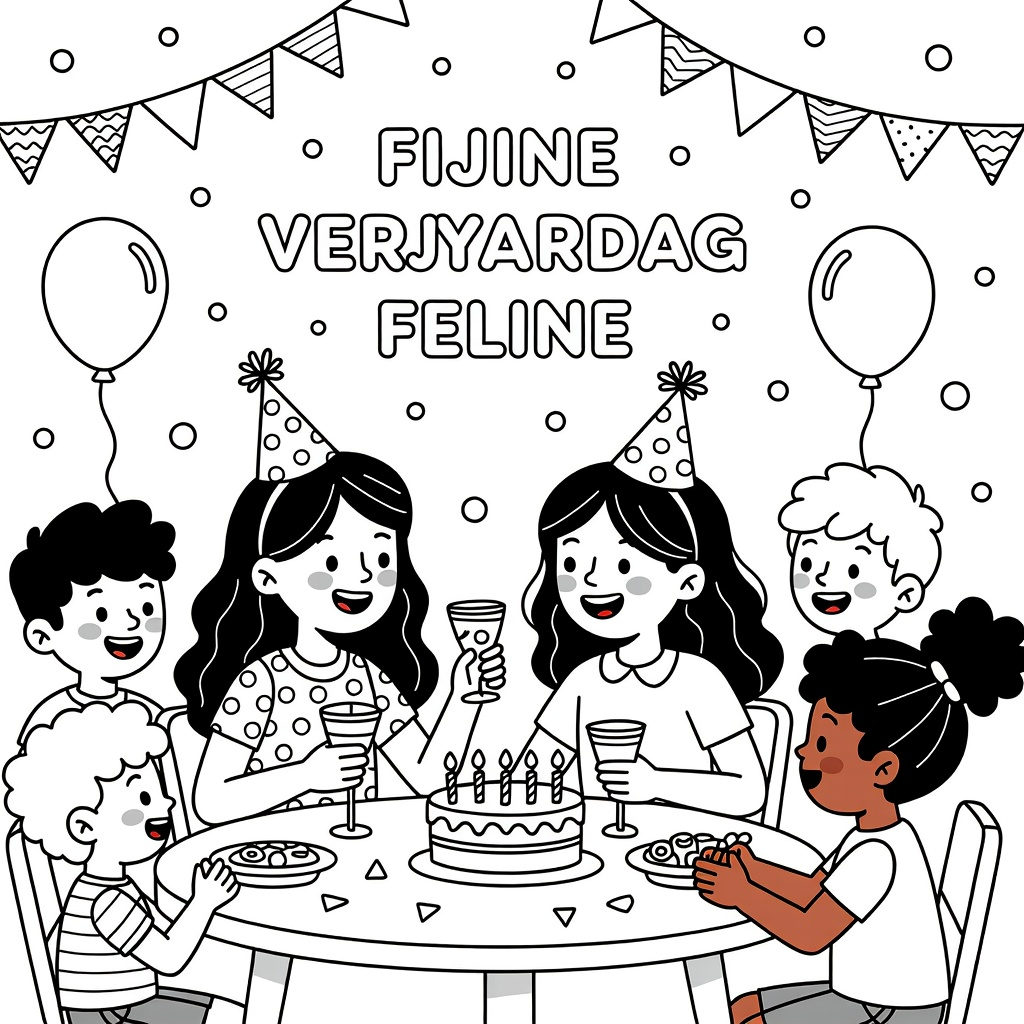 En fødselsdagsfest med en pige med briller sort hår og kjole 9 år gammel og en pige med blond hår 9 år gammel gym og flere børn