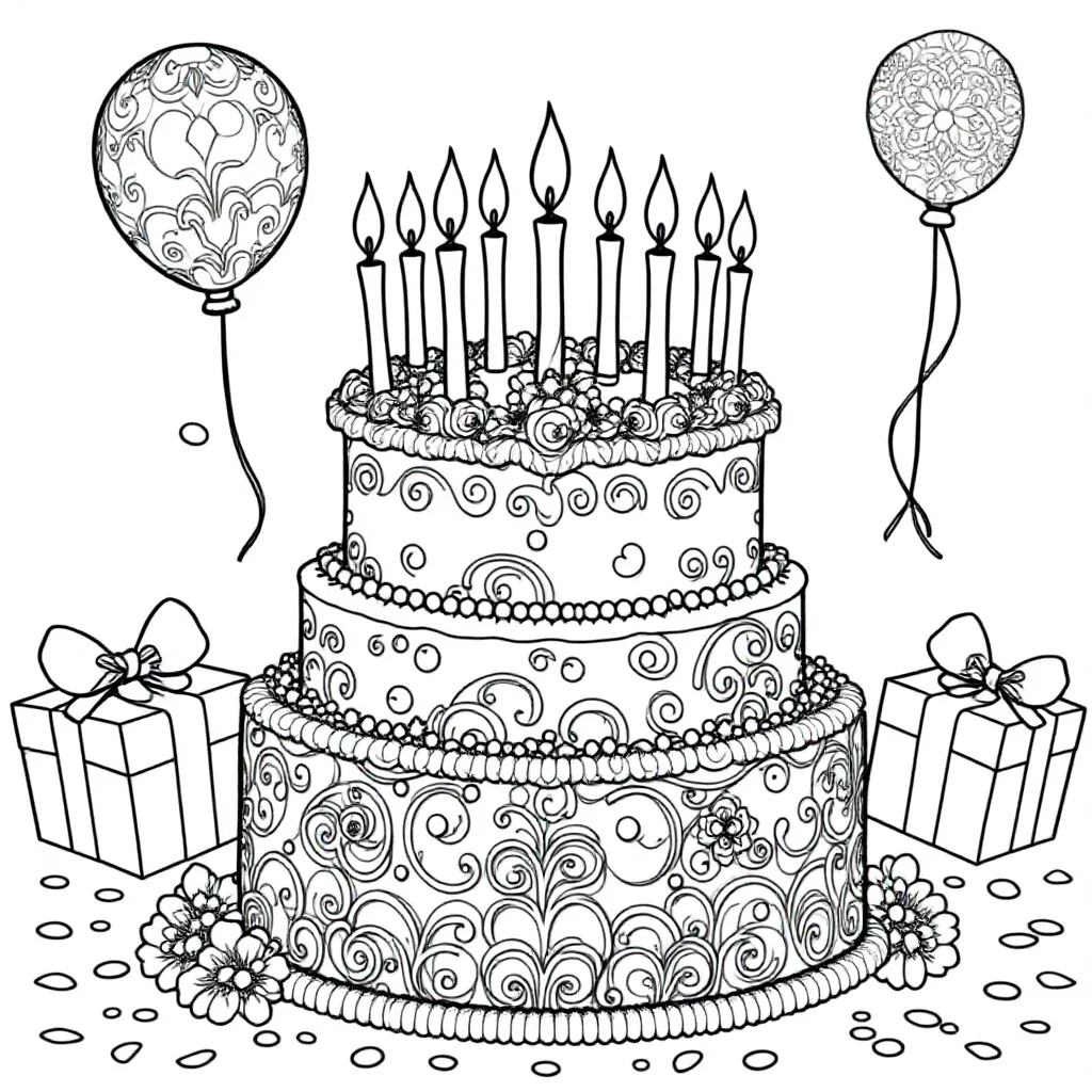 En födelsedagstårta med 9 ljus