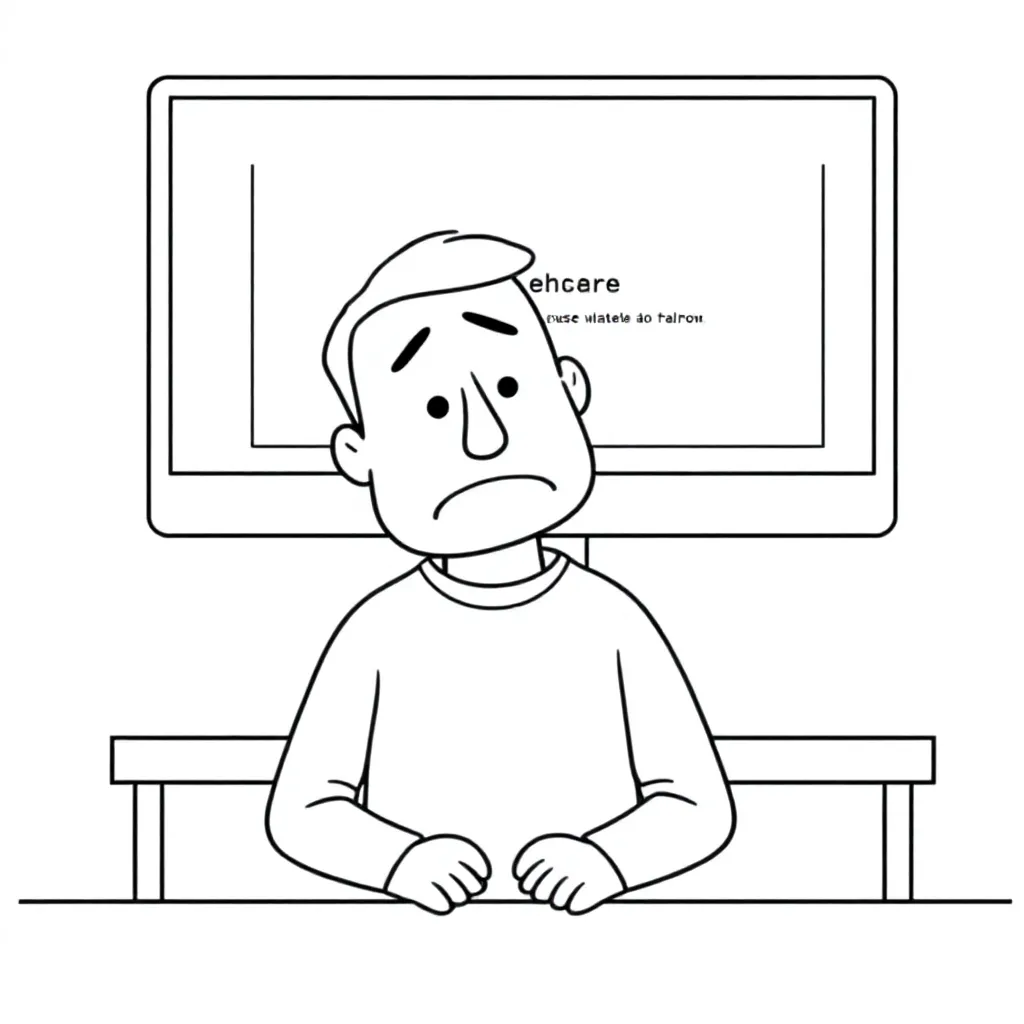 Un caballero maduro triste en una computadora St