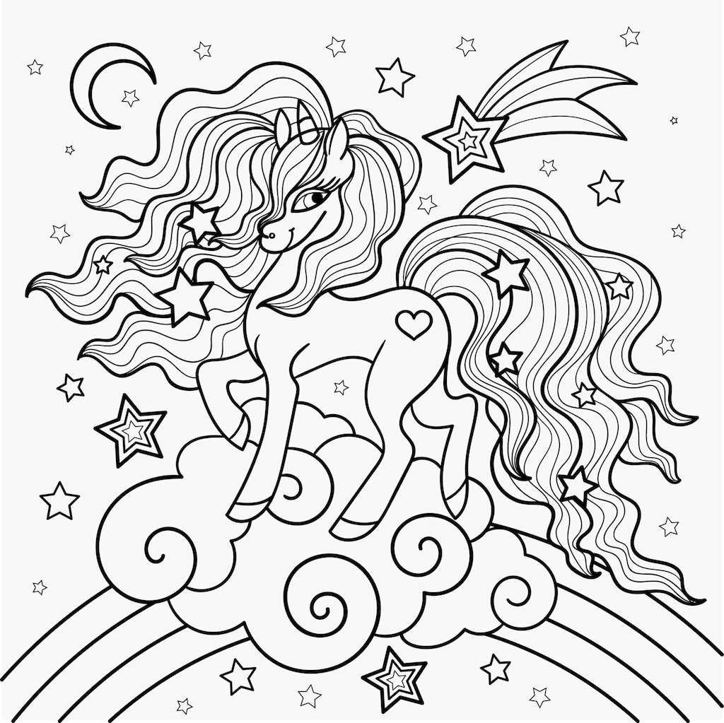 Enhjørning med lang manke