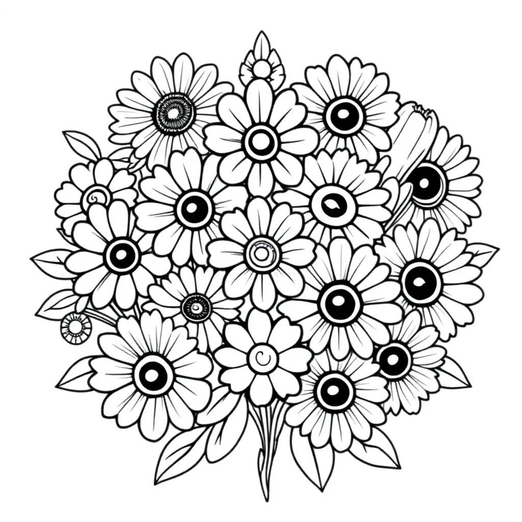 Generate A Line Art Black And White Coloring Page Featuri