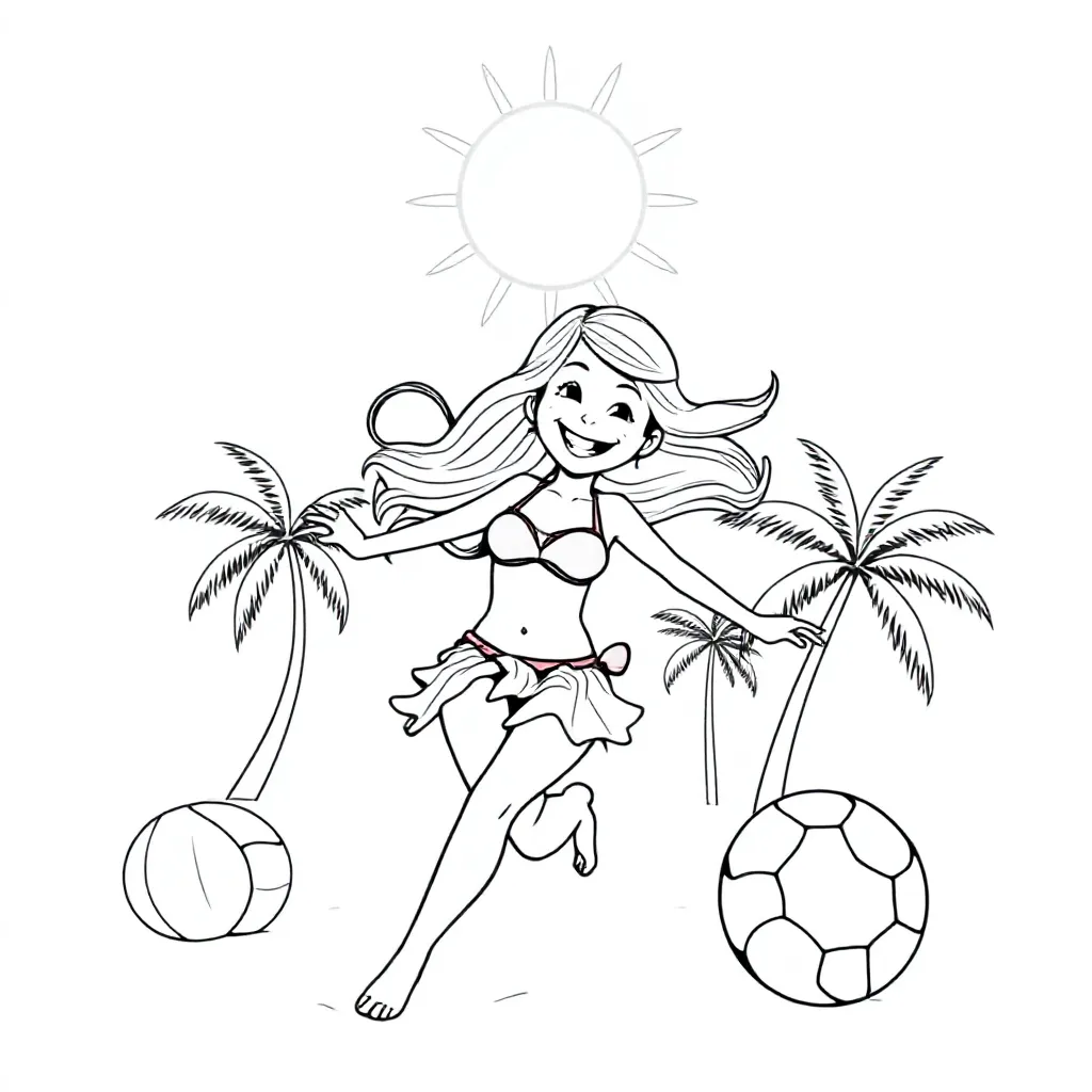 Meisje In Bikini Voetballen