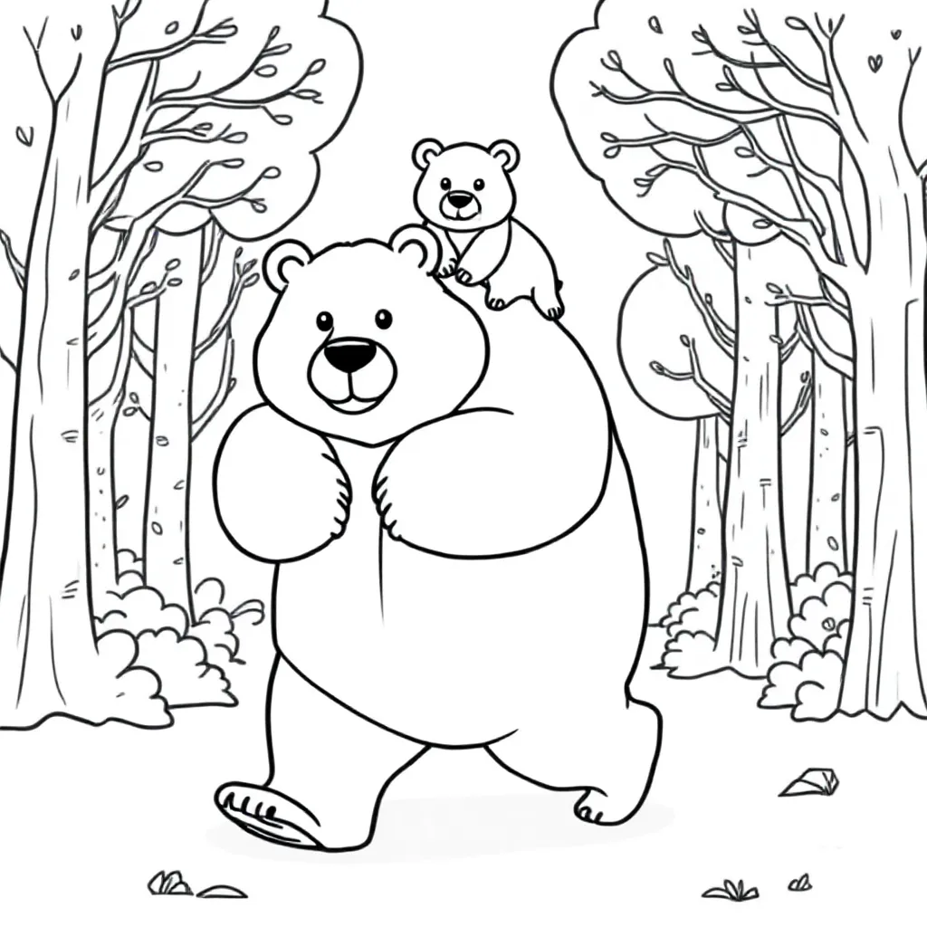Big Bear Lifting Little Bear Through The Forest