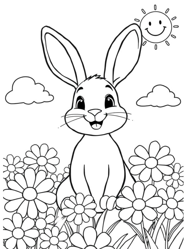 Hare blandt blomsterne