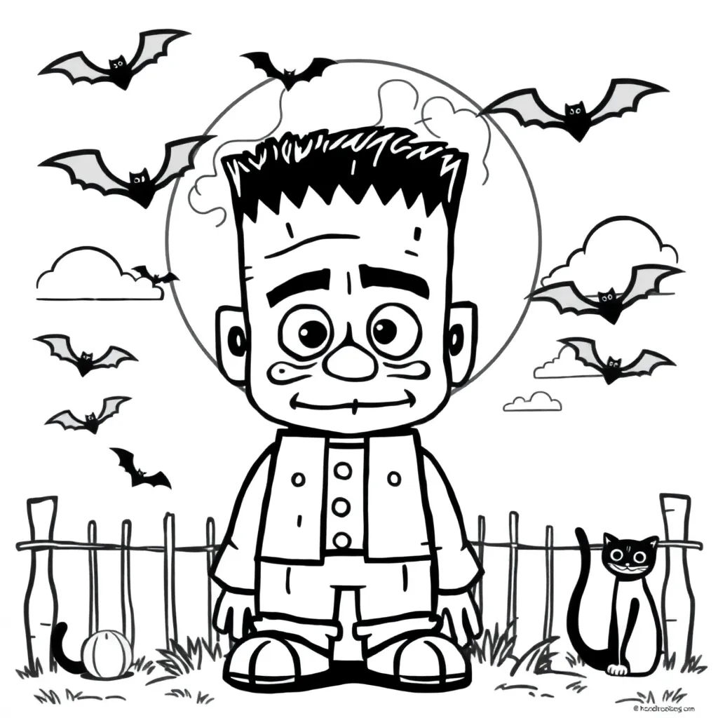 Halloween Creepy Monster Bats Full Moon Creative