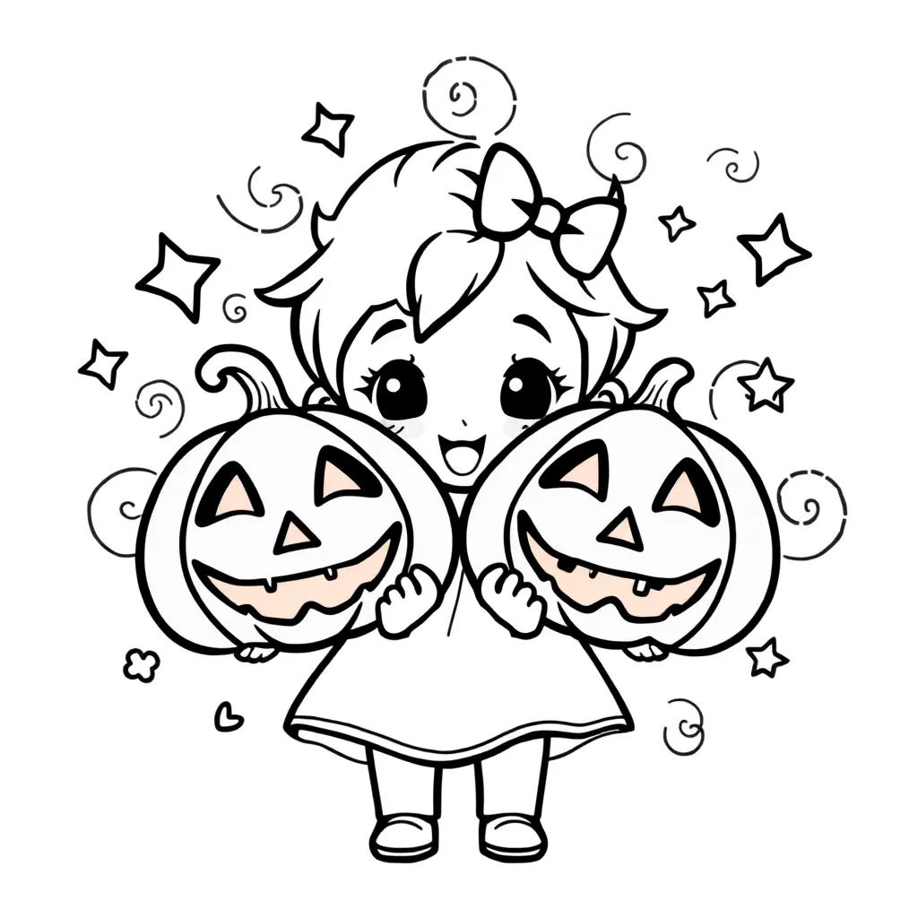 Halloween Kawaii Chibi Kürbiskinder