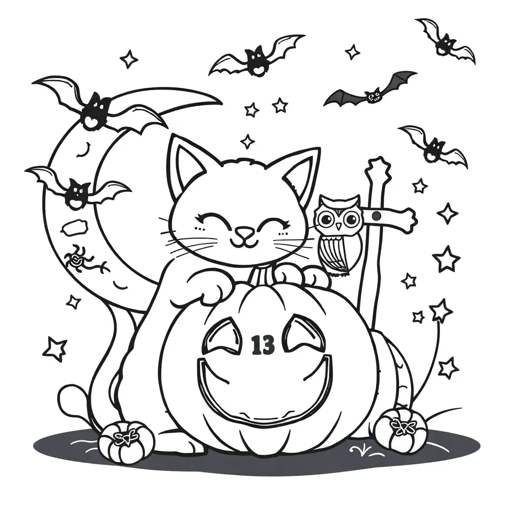 Citrouille de chat effrayant et effrayant d'Halloween