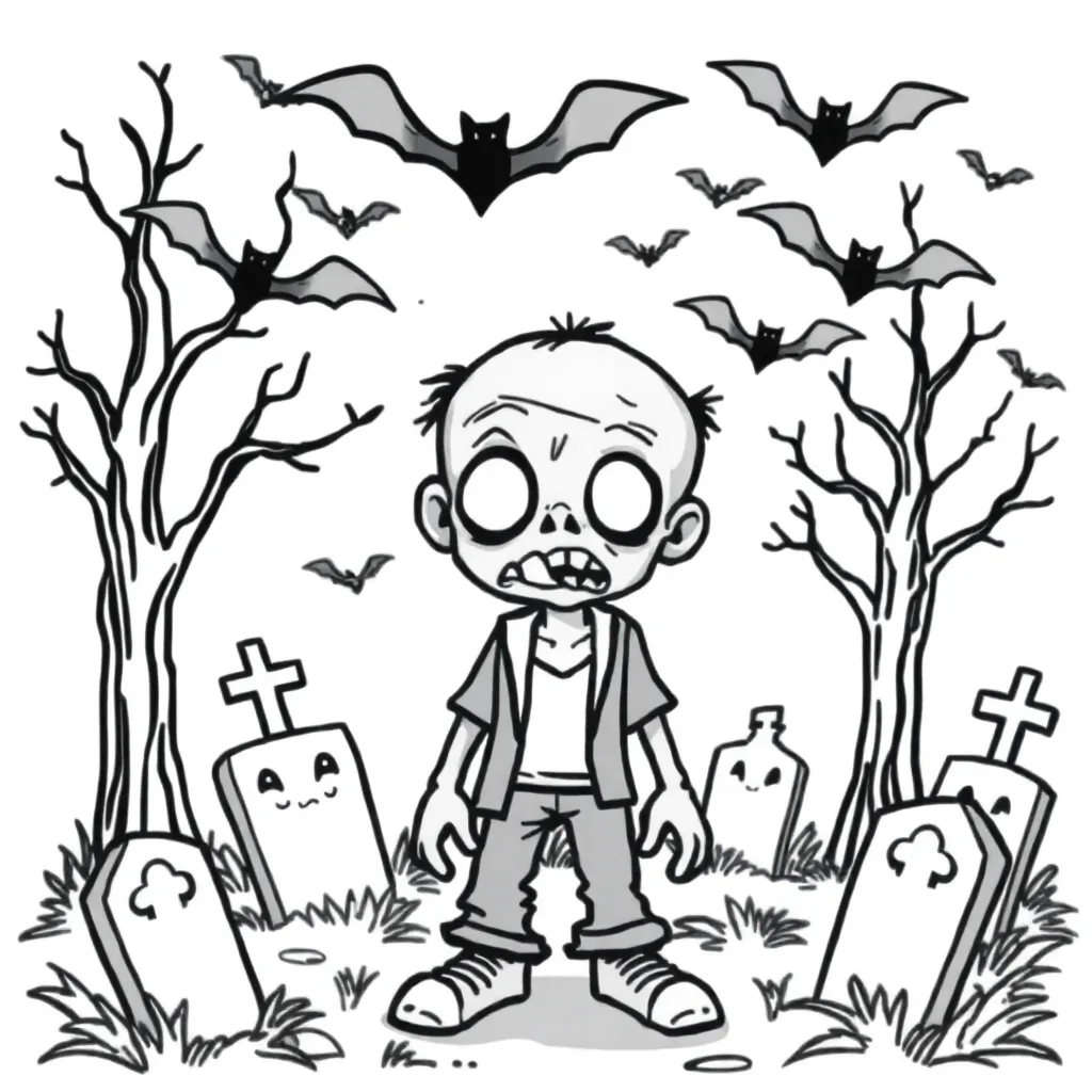 Halloween-Zombie-gruseliger Cartoon-Herbst