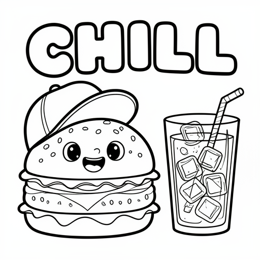 Hamburger with an ice tea and a cool hat