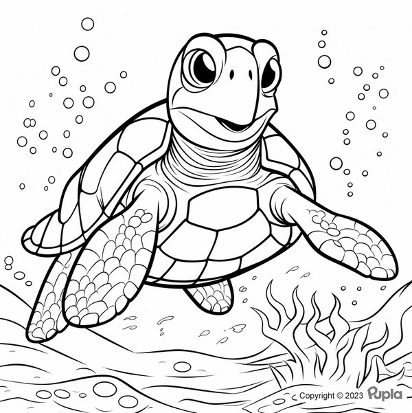Happy Turtle Swimming
