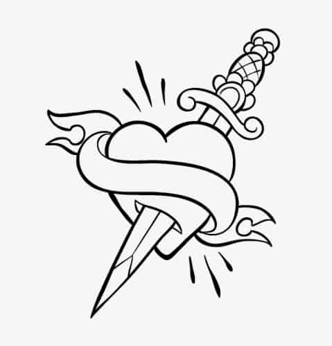 Tatouage de coeur avec un couteau