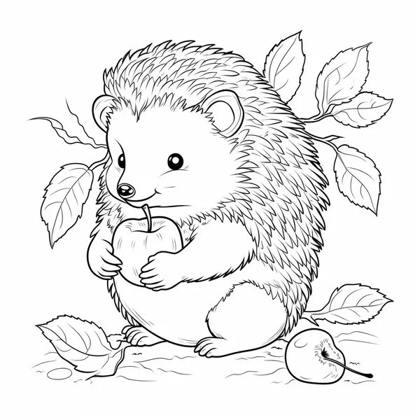 Hedgehog Holding An Apple