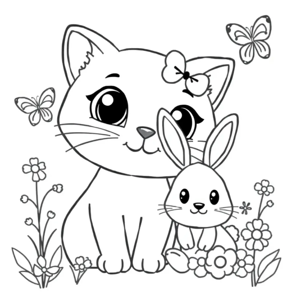 Hellokitty Schattig Cartoon Dieren Vriendjes