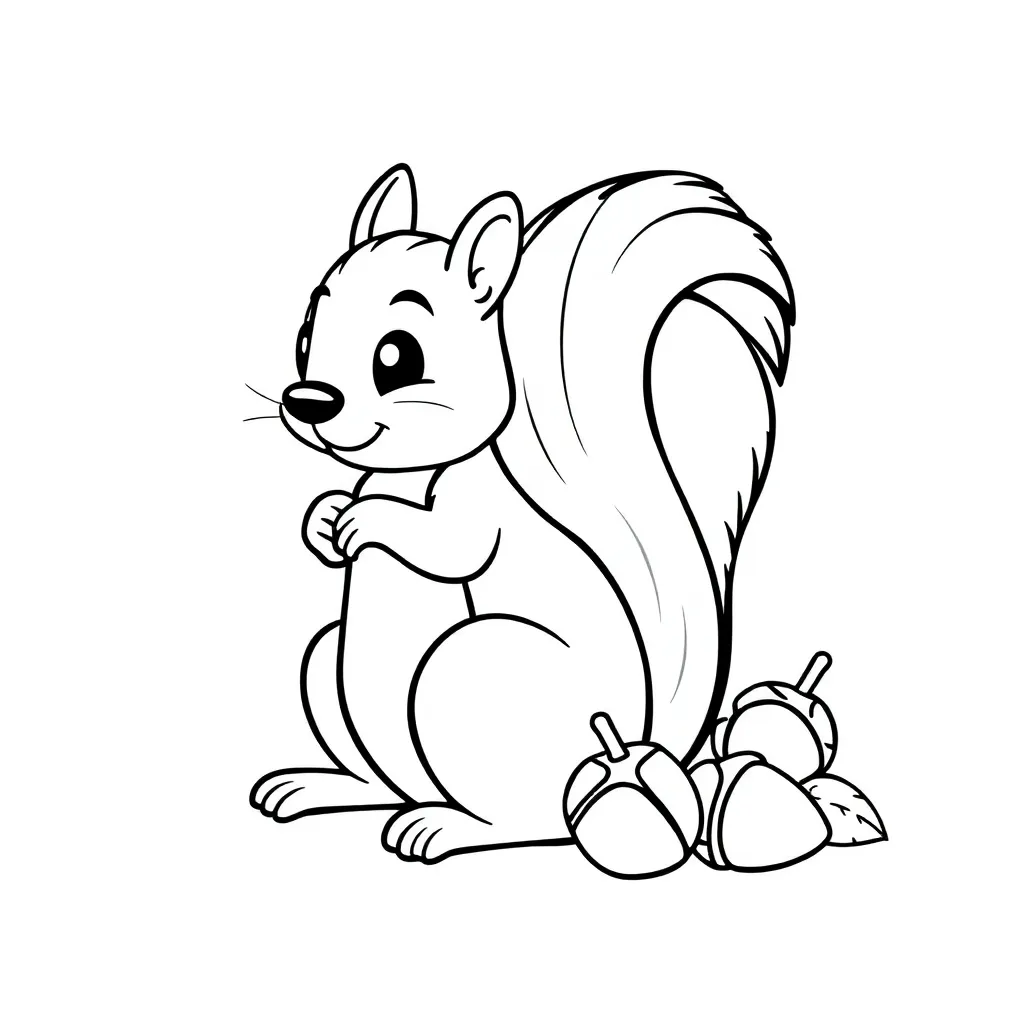 Autumn Squirrel Leaves Acorns Cute