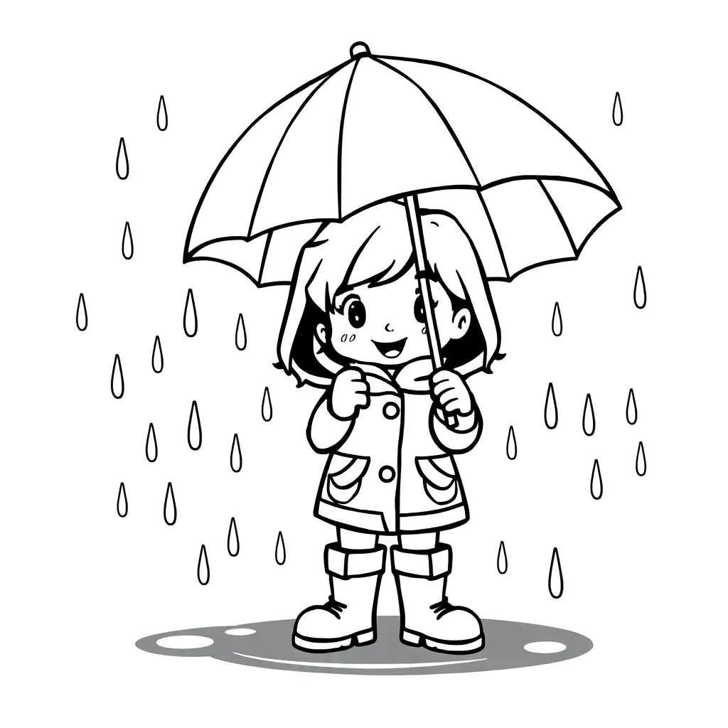 Efterår regn paraply tegneserie sæson