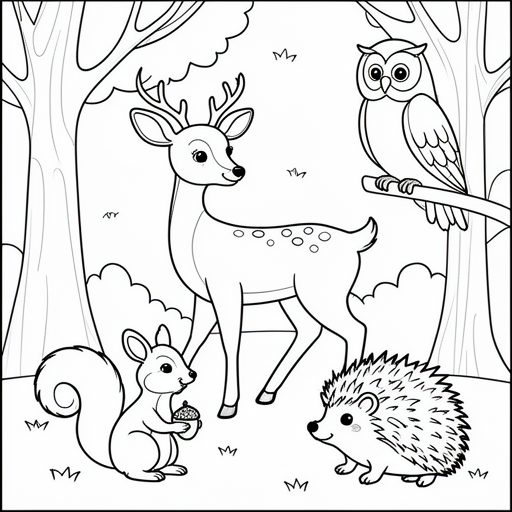 Jeleń wiewiórka jeż sowa leśna