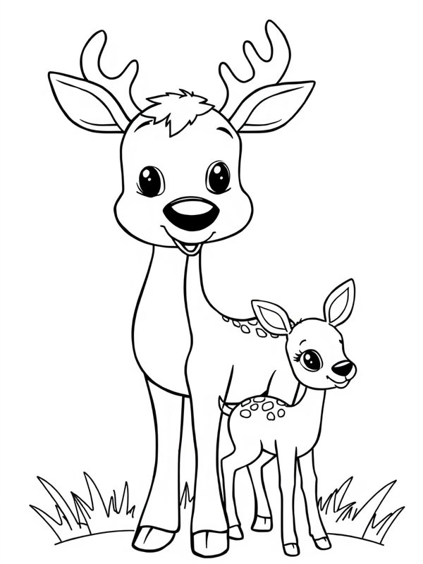 Jeleń z młodym jeleniem