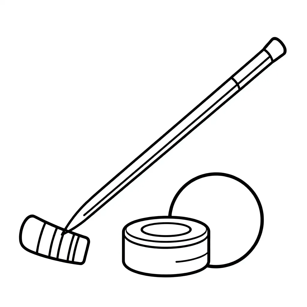 Hockey, sportlich, karikatur, kinder, stick