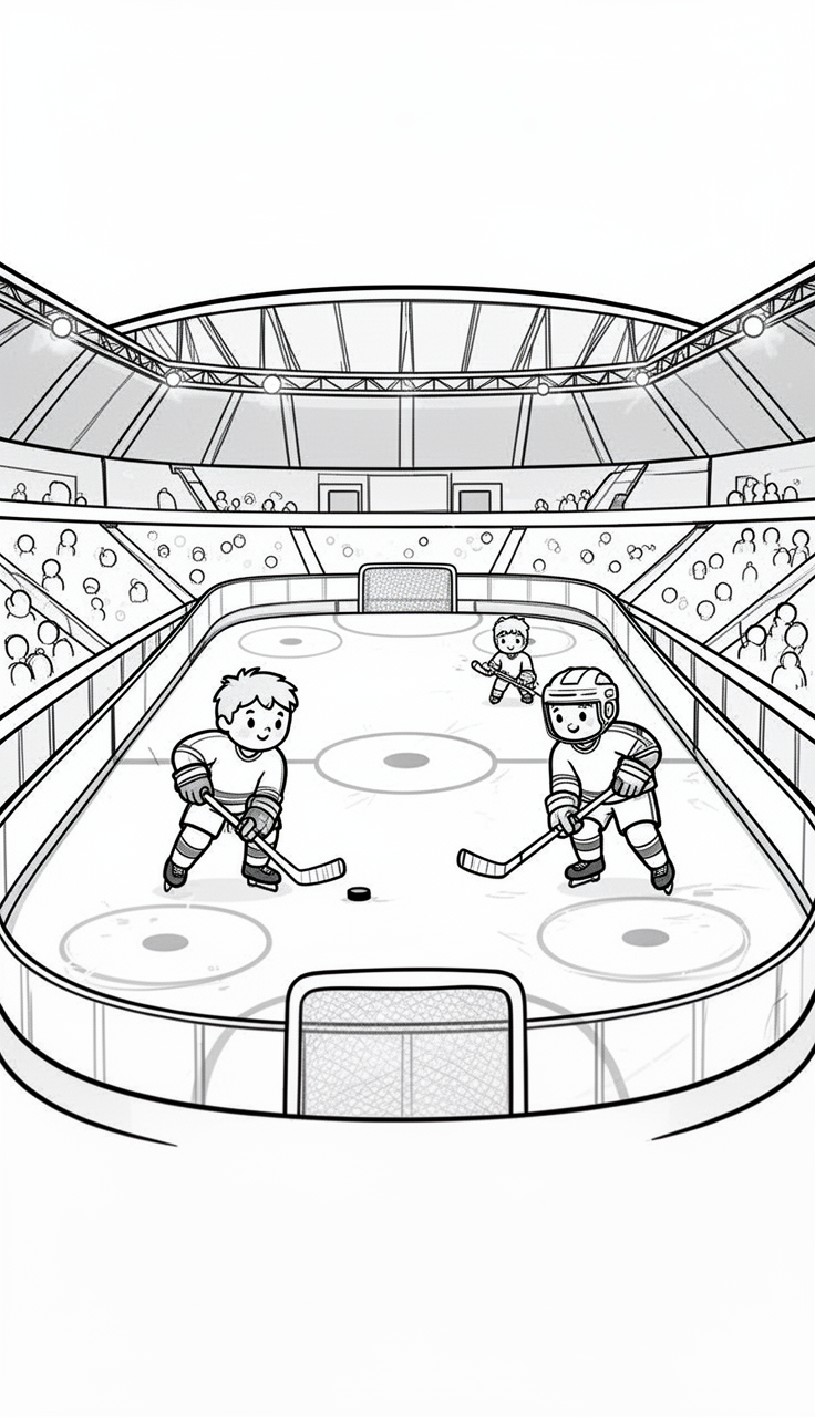 Hockeystadio met spelers