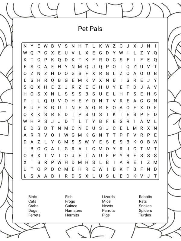 Kæledyrs ordsøgning