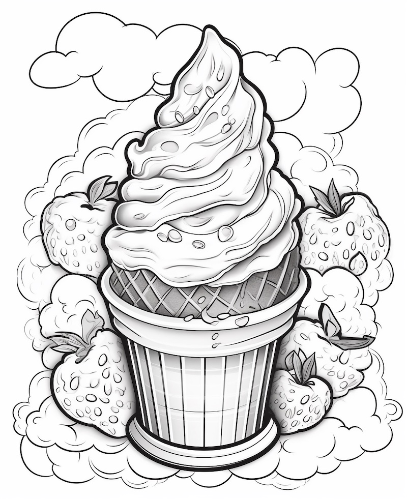 Ice cream with strawberries