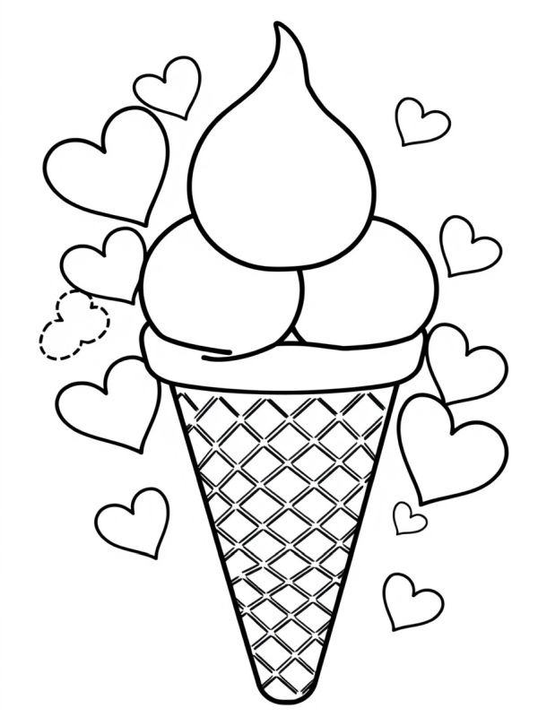 Ice cream with hearts