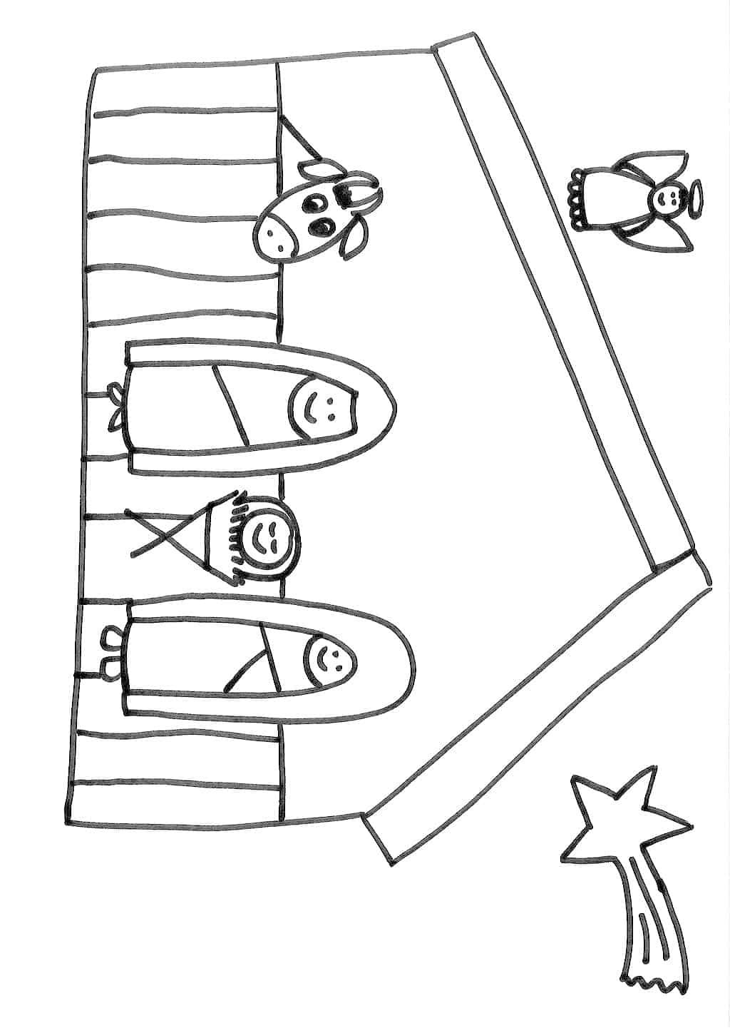 Józef, Maryja i Jezus w stajni