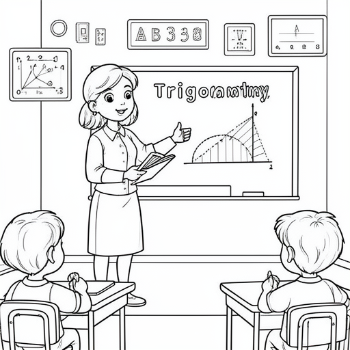 Matematiklærer, der forklarer trigonometri i et klasseværelse