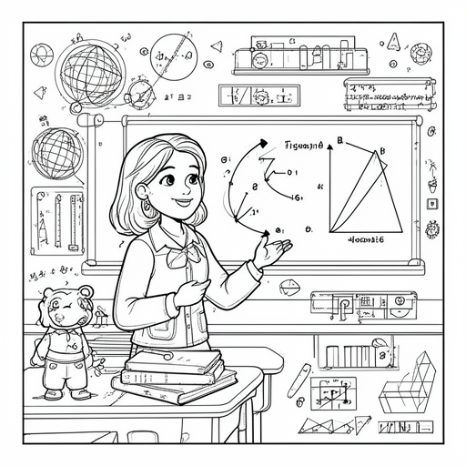 Matematiklærer, der forklarer trigonometri i et klasseværelse