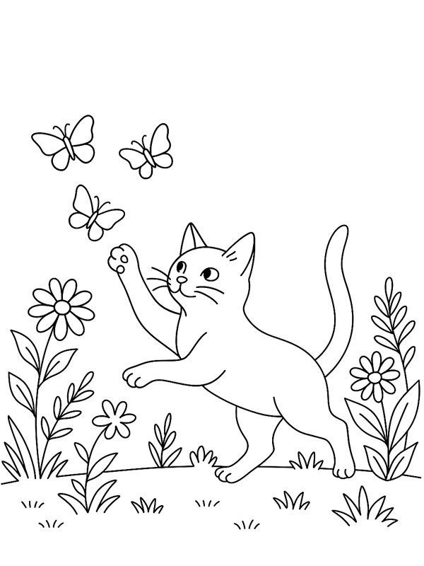 Kat, der jagter sommerfugle
