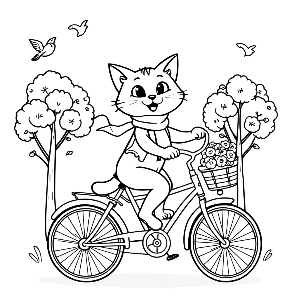 Katze auf einem Fahrrad