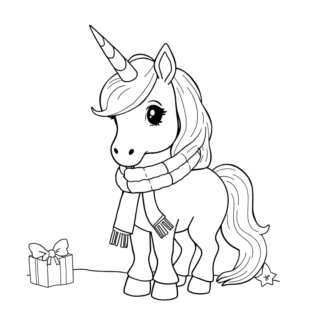 Kerst Eenhoorn Fantasie Dier Feestelijke Illustratie Magisch Wezen