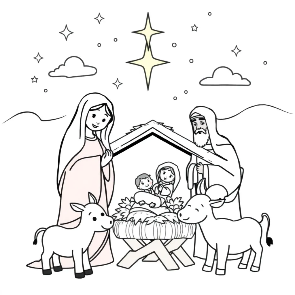 Kerst Nativity Scene Traditioneel Cartoonesk Educatief