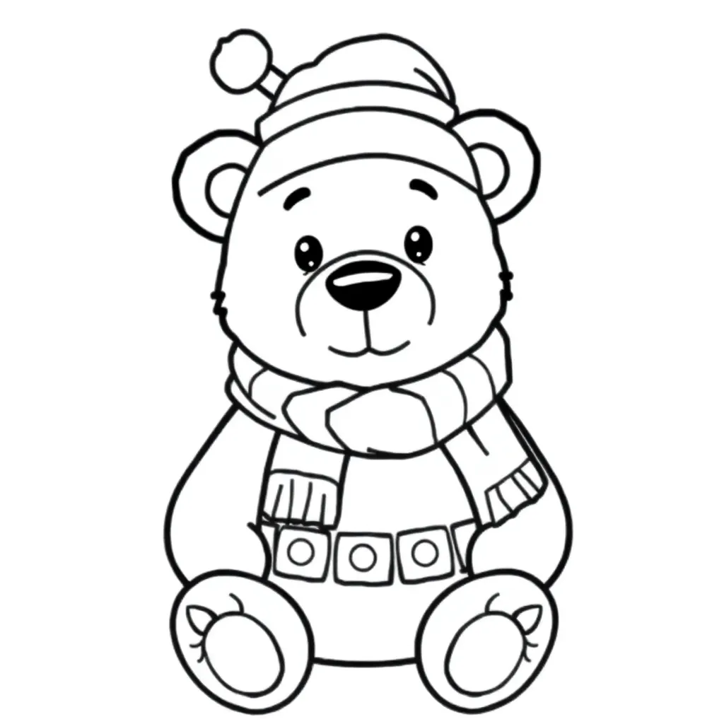 Preview van nieuwste kleurplaat in thema Kerst Teddybeer Winters Feestelijk Creatief