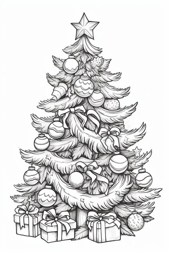 Albero di Natale con palline e regali