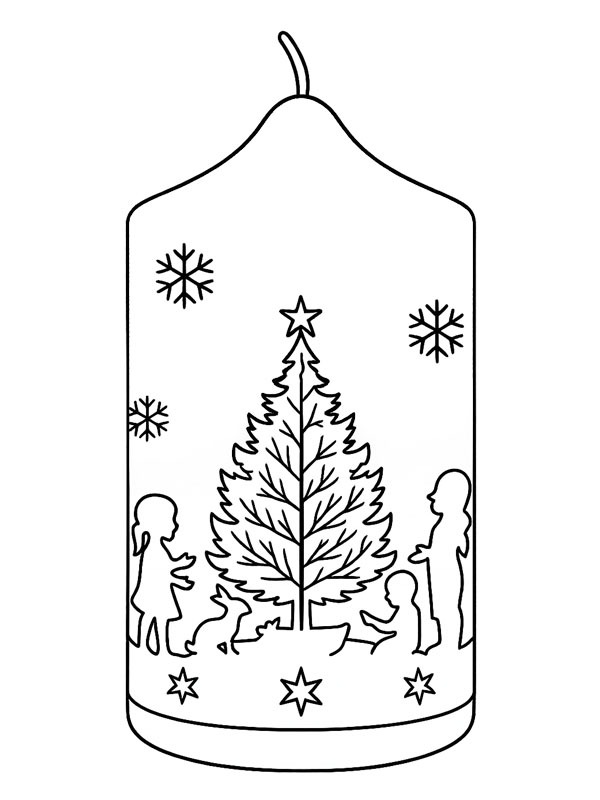 Candela natalizia con albero di Natale