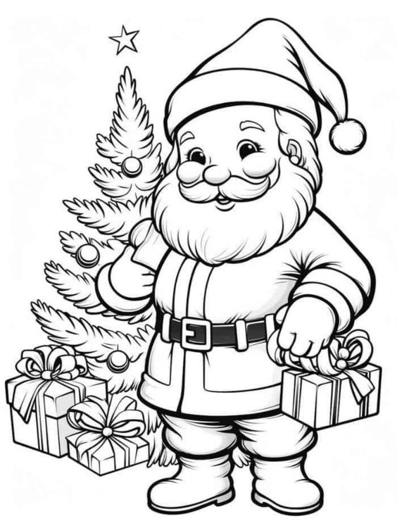 Babbo Natale con albero di Natale