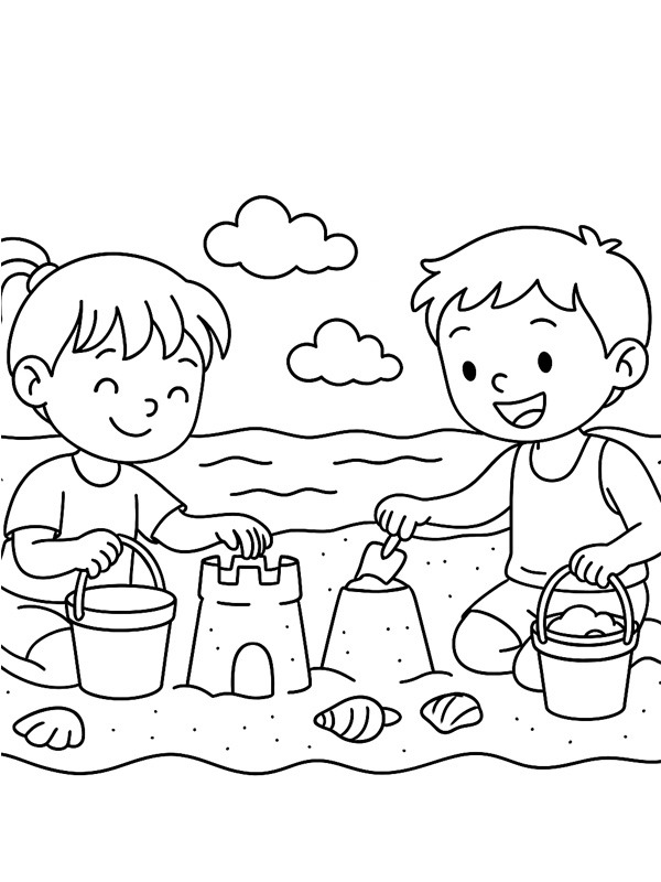 Children play on the beach
