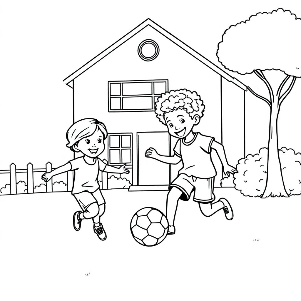 Bambini provenienti da Europa e Africa giocano insieme vicino a un edificio scolastico