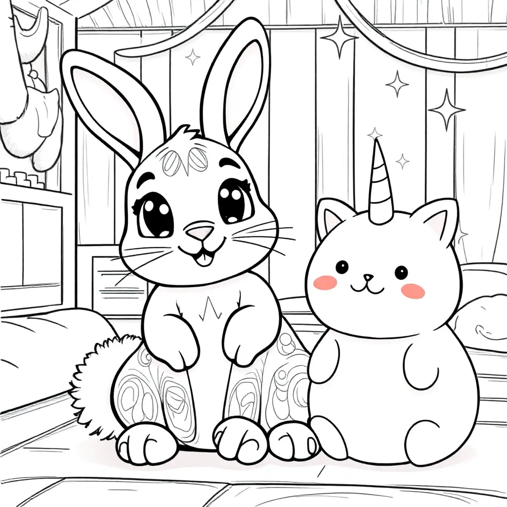 Kanin og en squishmellow på en indendørs legeplads