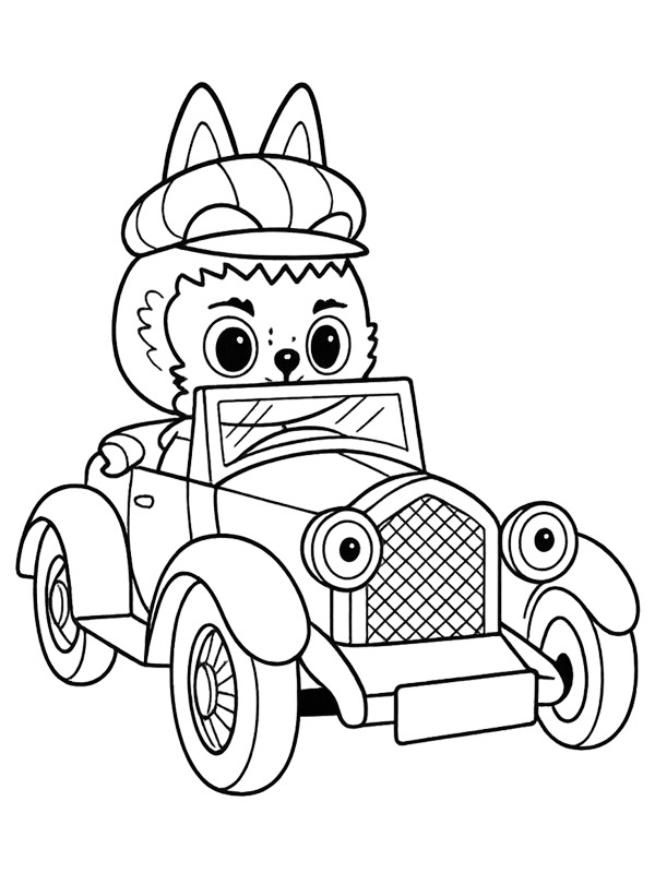 Labubu in einem auto