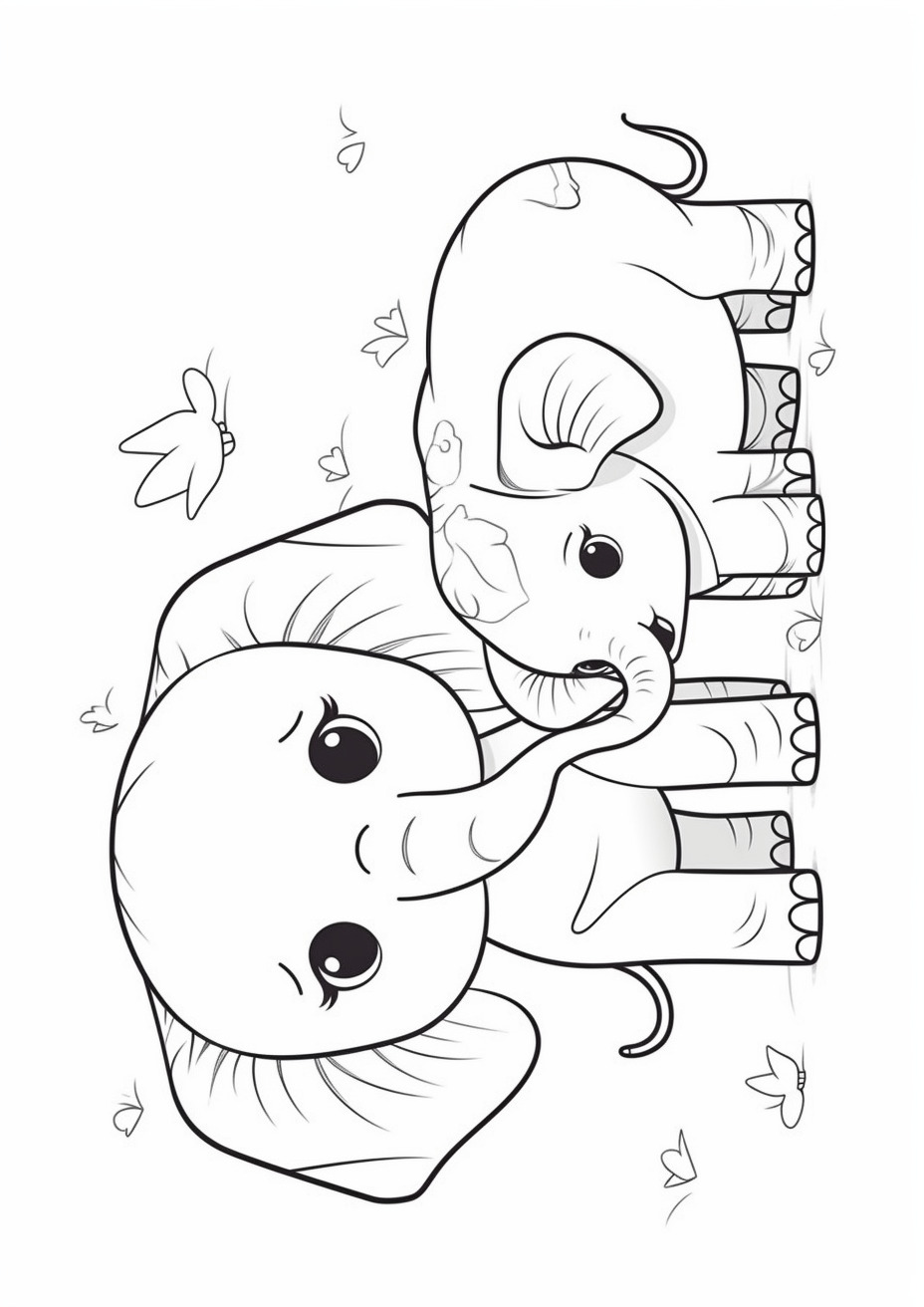 Słodki słoń z młodym