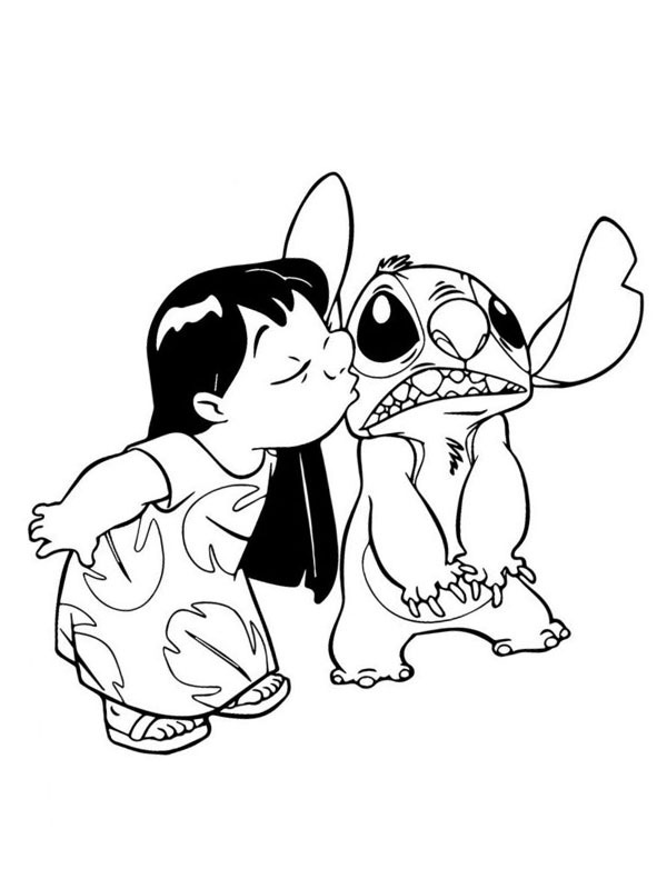 Lilo geeft Stitch een kus