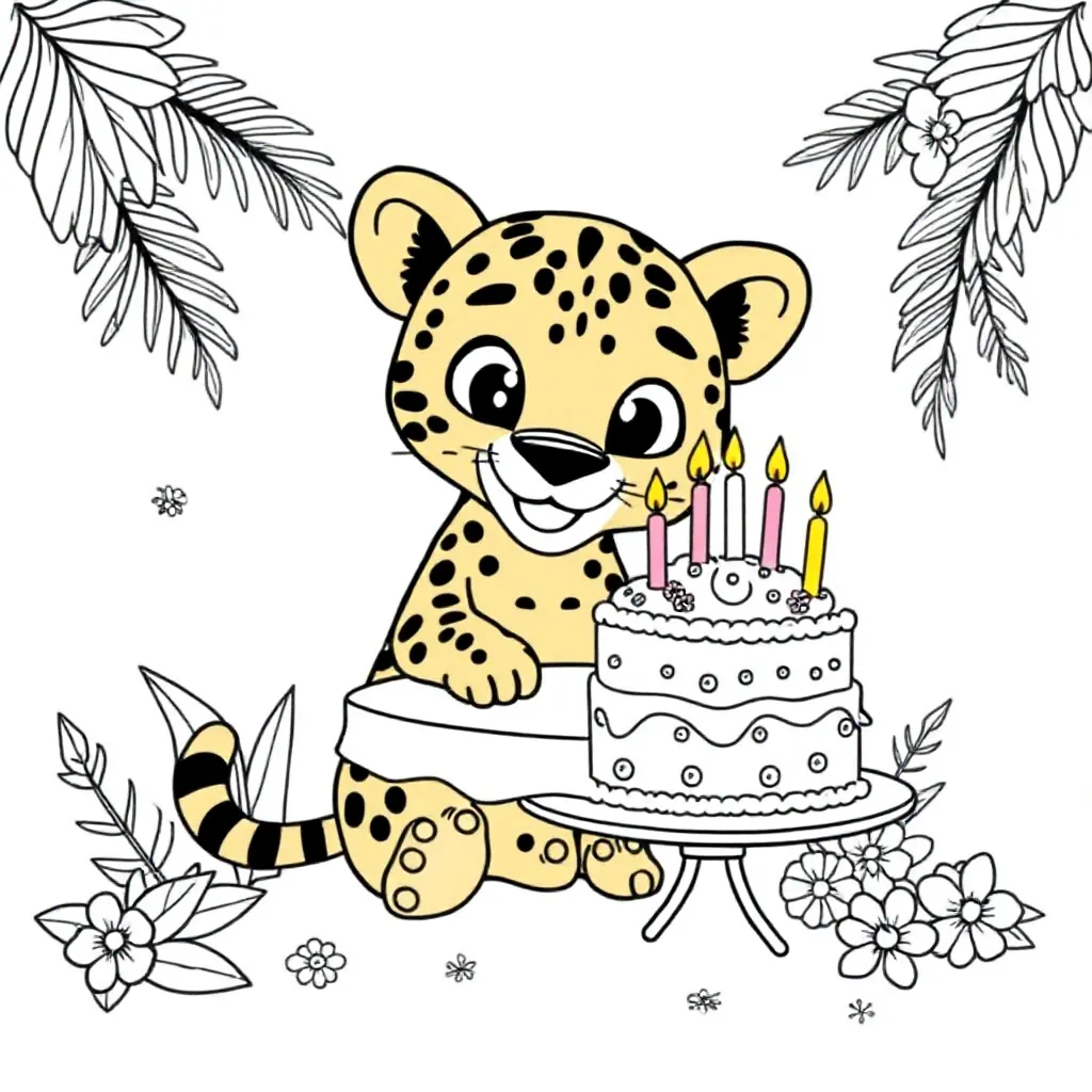 Leopard mit einem Kuchen