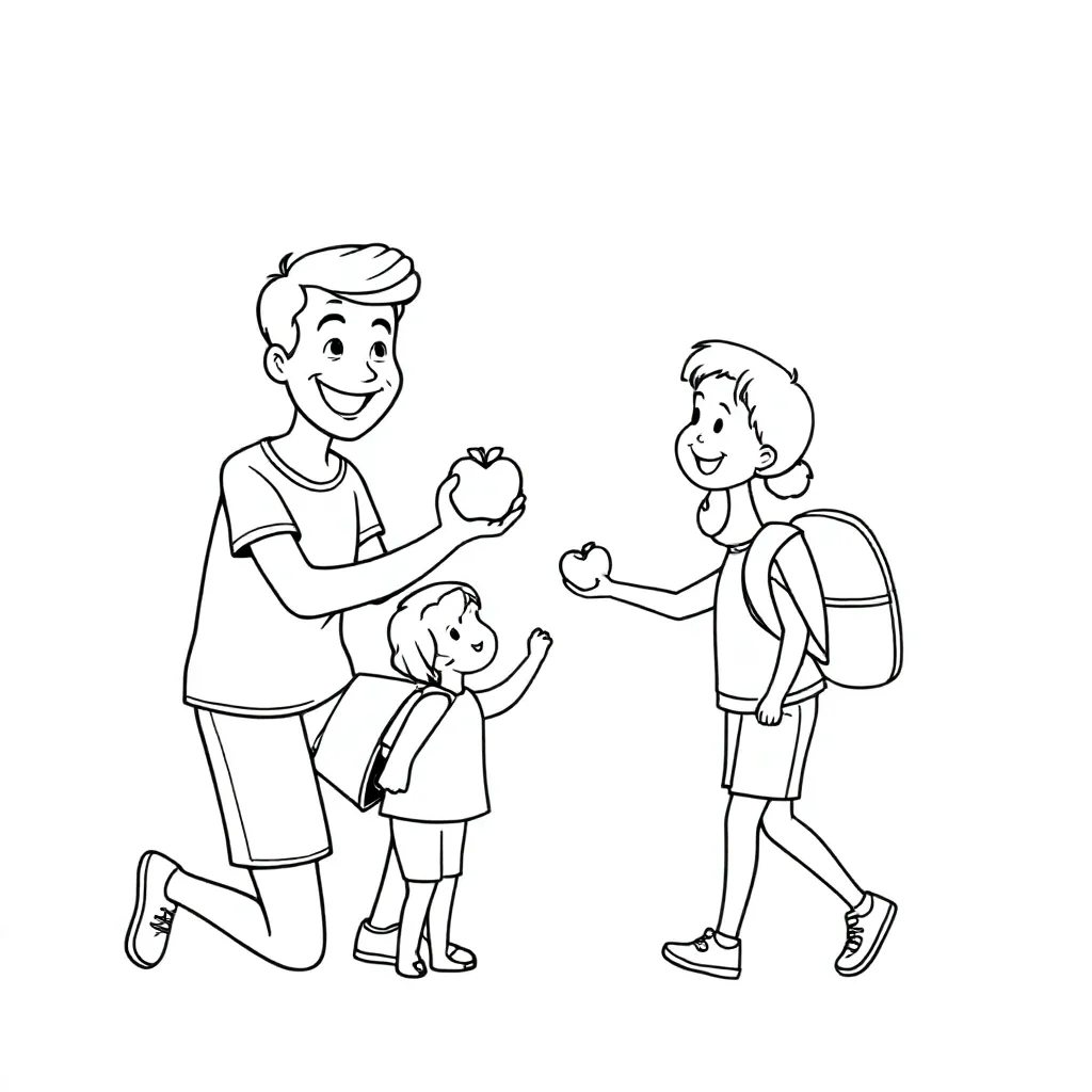 Enfants et parents au feu de camp