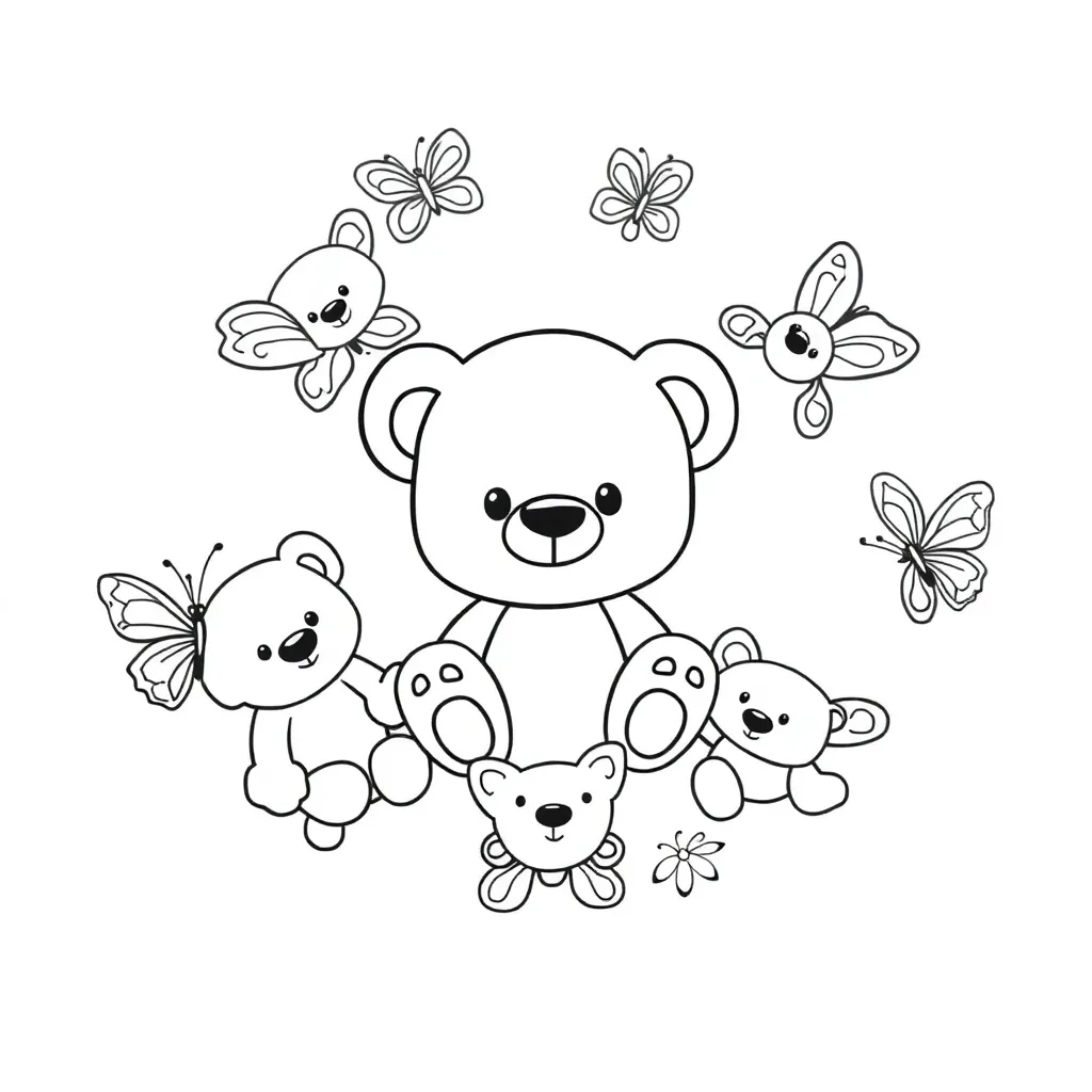 Mandala Teddy Bears Sommerfugle Børn Glade