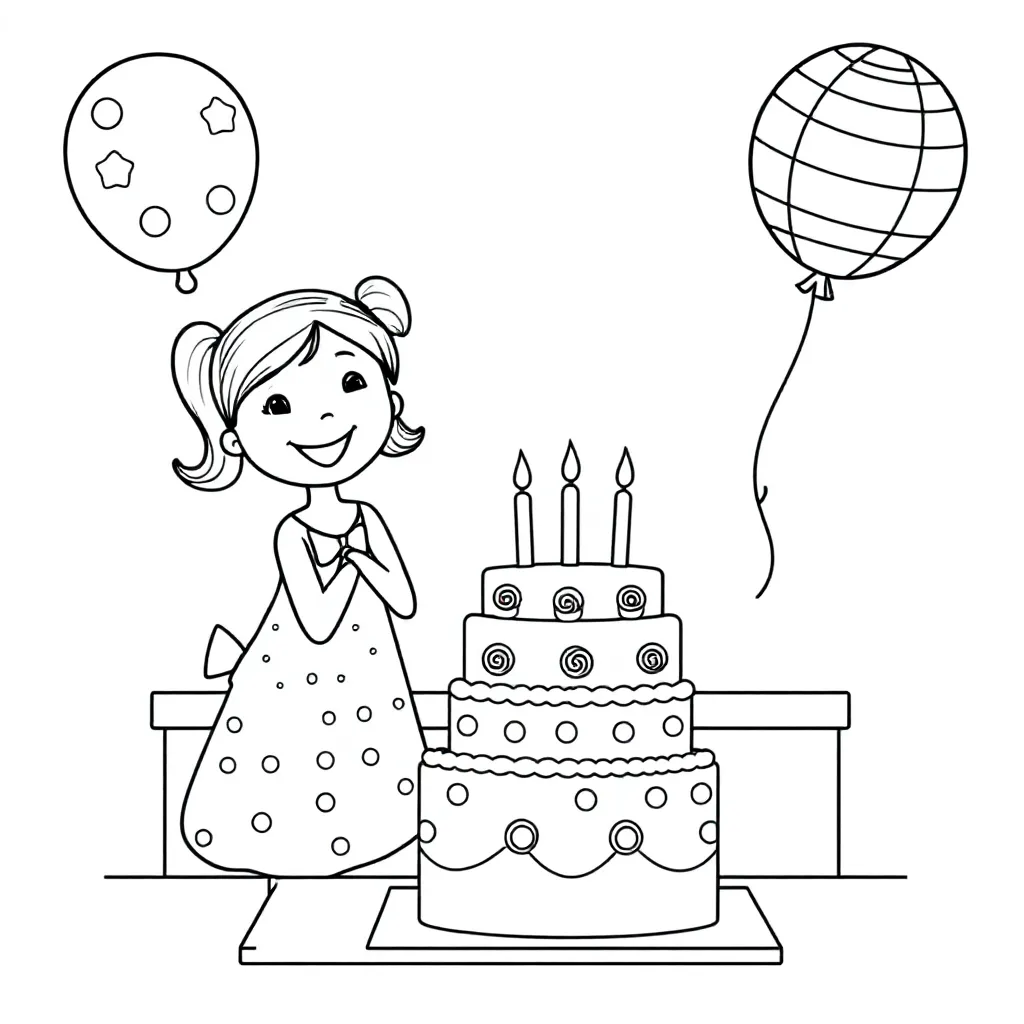 Flicka med 2 flätor är födelsedag