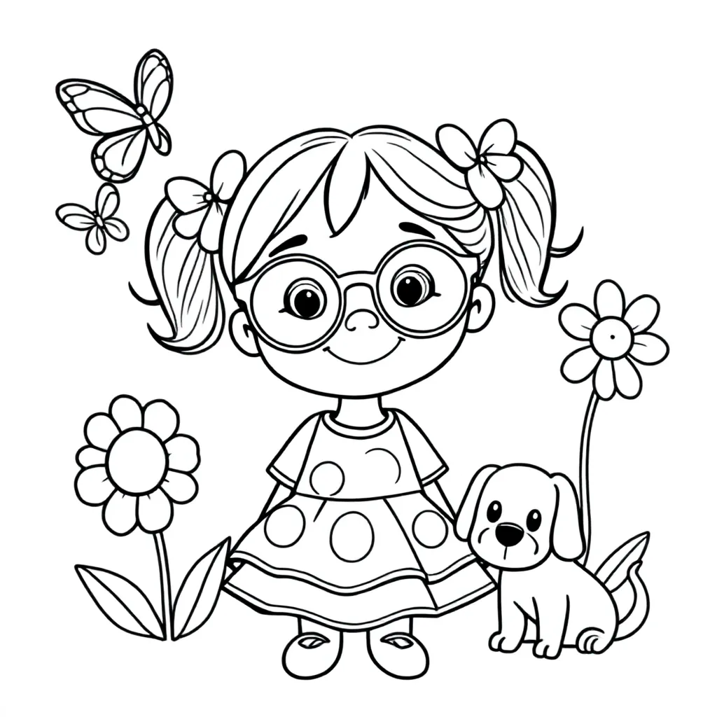 Fille de 7 ans avec des lunettes