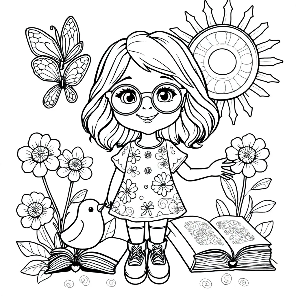 Fille de 7 ans avec des lunettes