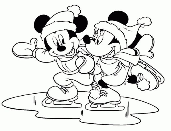 Mickey Muis en Minnie Schaatsen